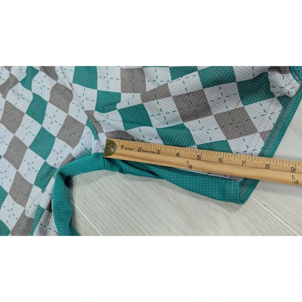 Flow Society Shorts Youth Small Green Grey Argyle Lacrosse Athletic Mesh